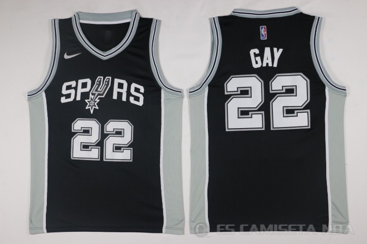 Camiseta Gay #22 San Antonio Spurs Autentico 2017-18 Negro - Haga un click en la imagen para cerrar